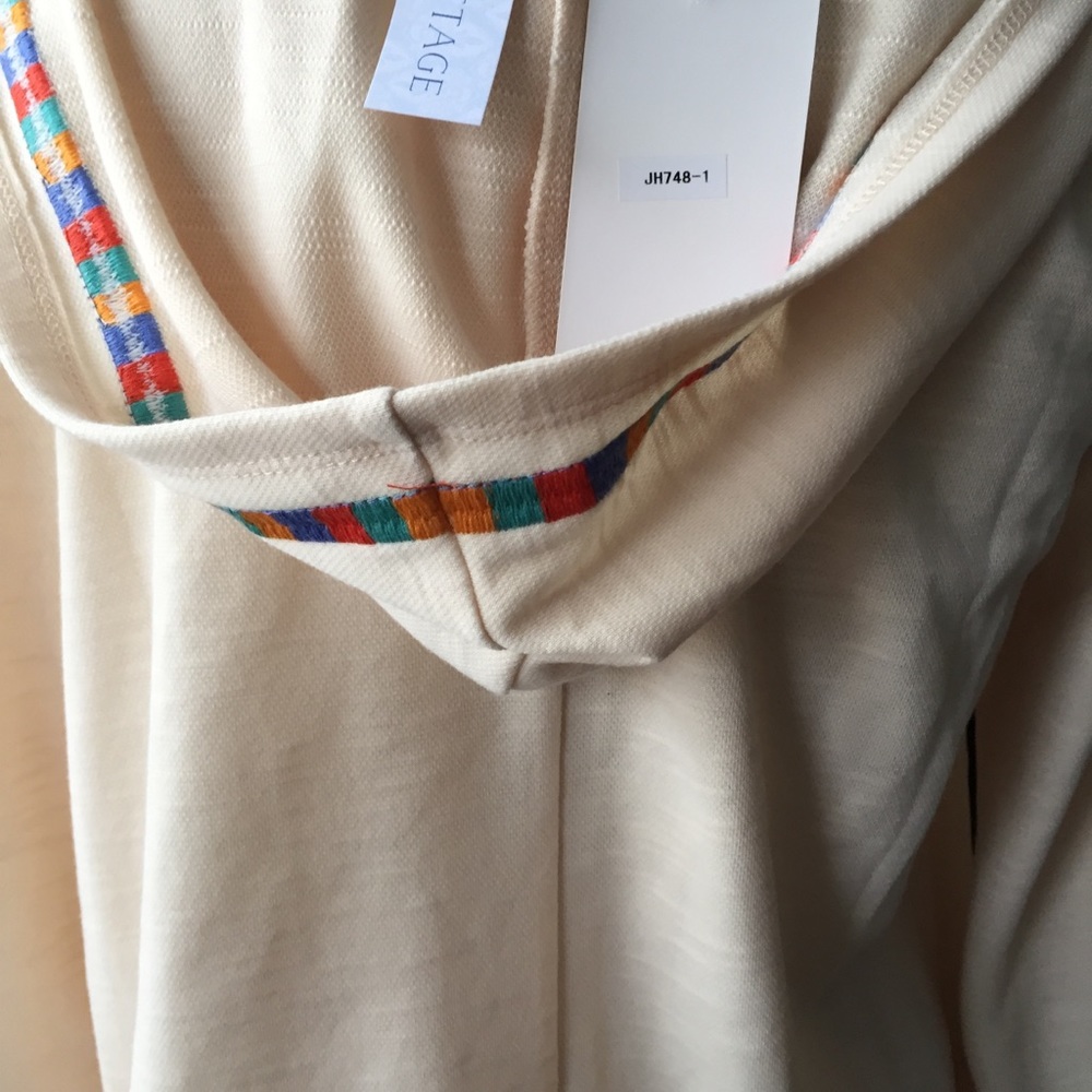New NWT THML cream embroidered open hood jacket S - Picture 8 of 14